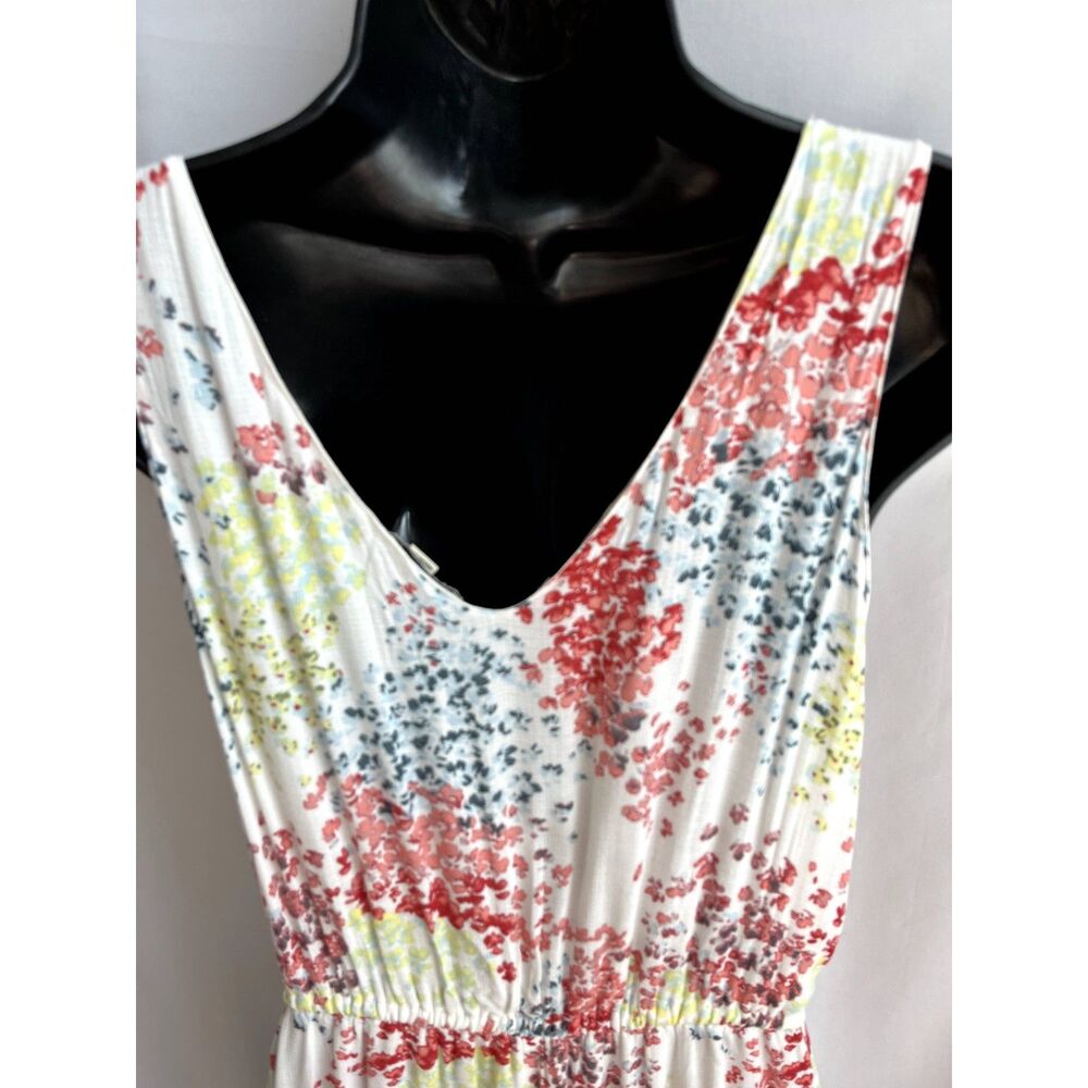 Lucky Brand Maxi Midi Floral Dress M Cottagecore Fit and Flare White Pink V Neck - Picture 6 of 10